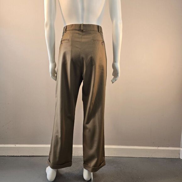 Grant Thomas Khaki Brown Wool Dress Pants Mens Sz 36 x 29 Pleated Classic Cuff - Picture 4 of 7